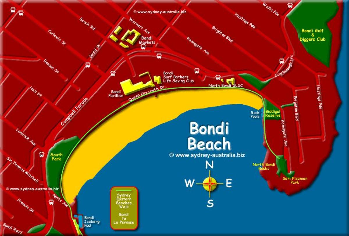 bondi beach sydney kaart