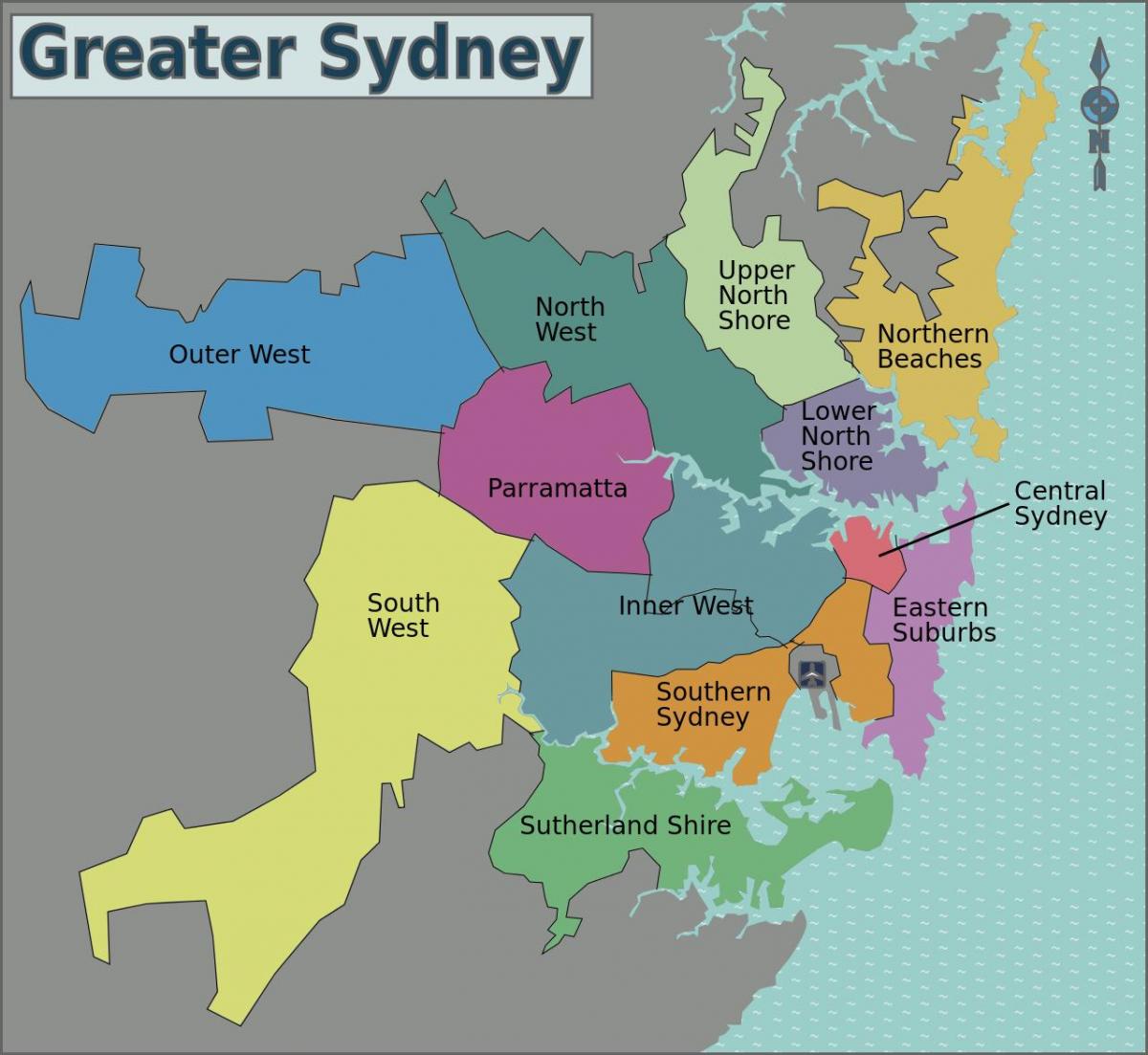 kaart van sydney en omgeving