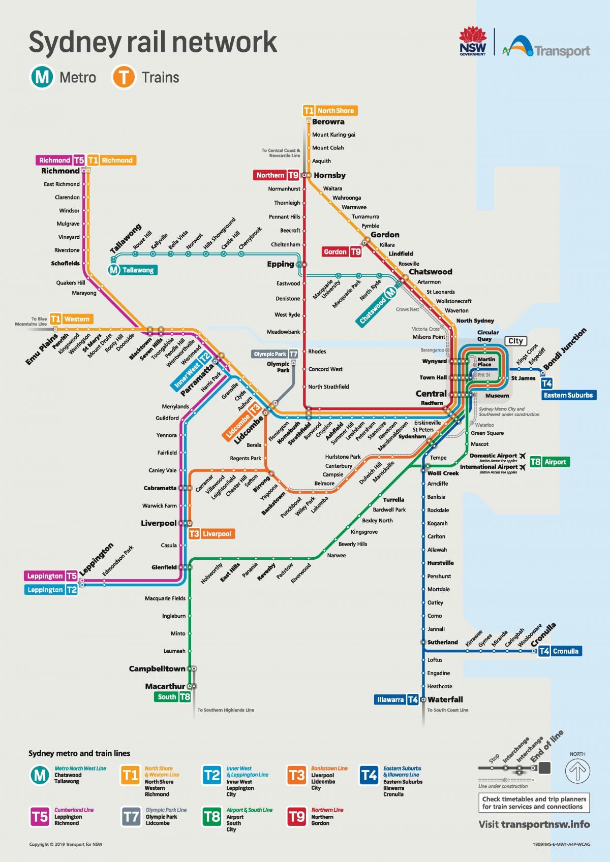 kaart van sydney treinen