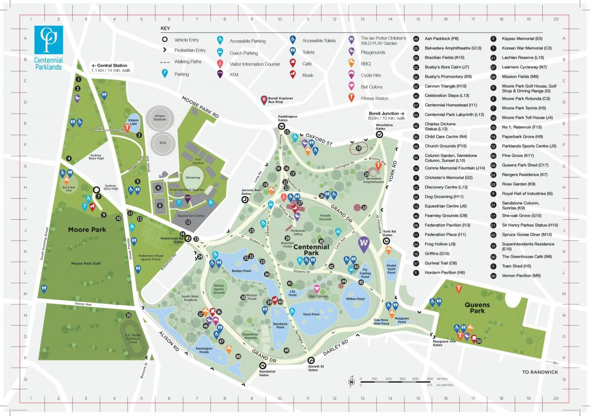 kaart van centennial park sydney