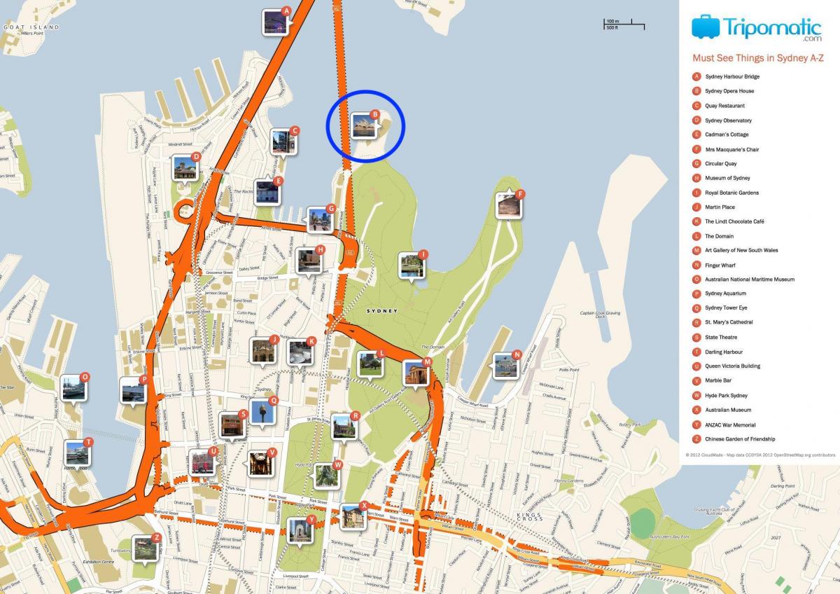 kaart van het sydney opera house