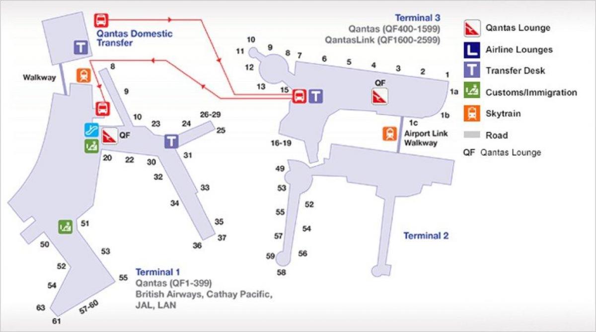 kaart van de luchthaven van sydney