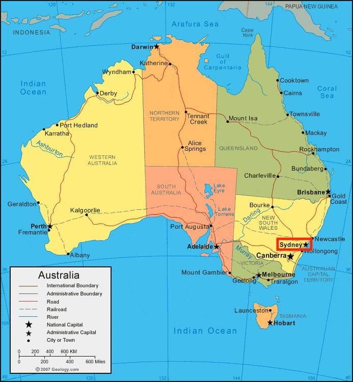 sydney kaart van australië
