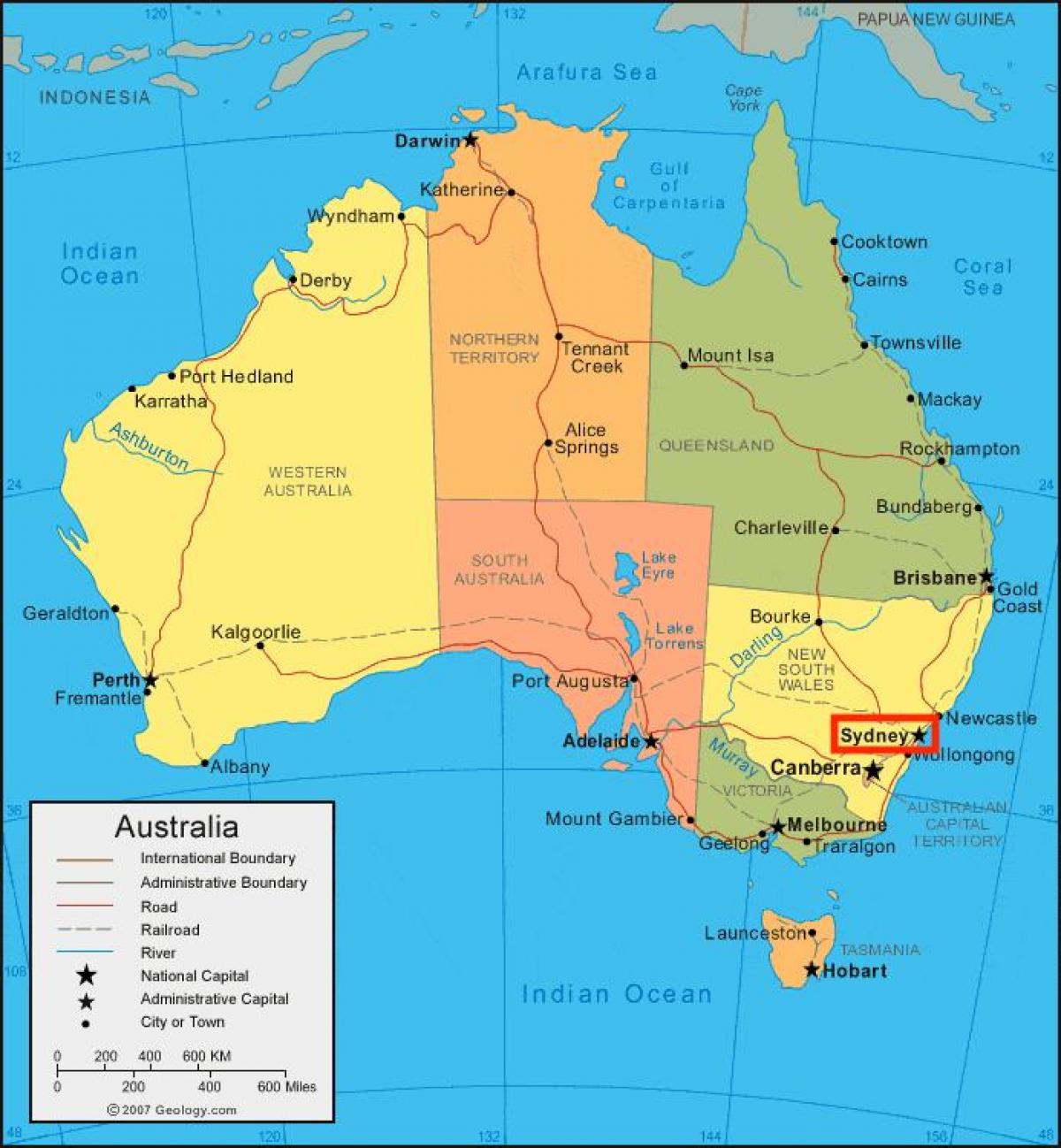 sydney kaart van australië