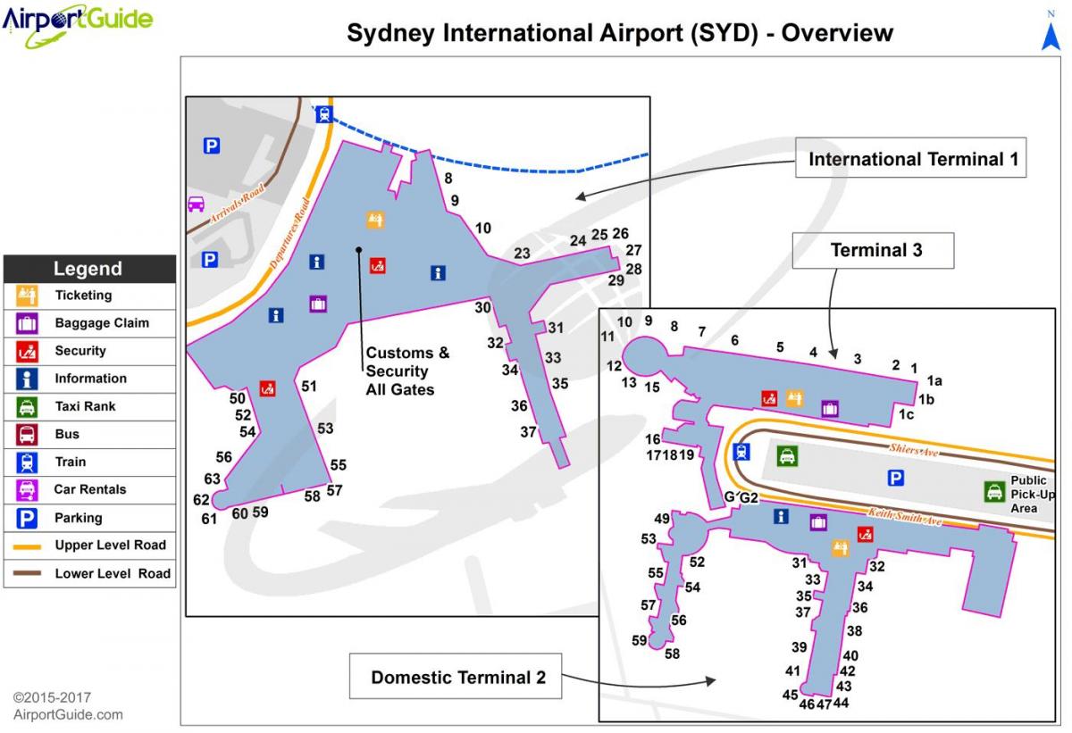 sydney domestic airport pick-up kaart