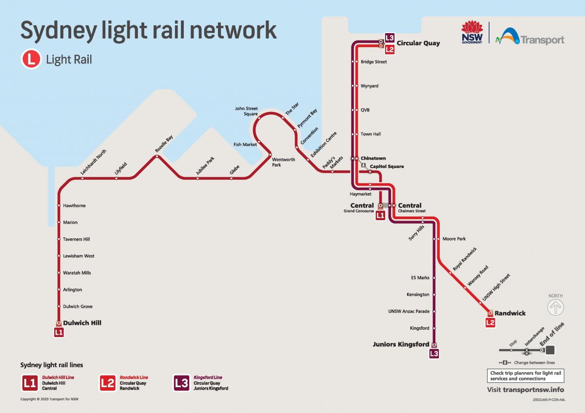 light rail sydney kaart