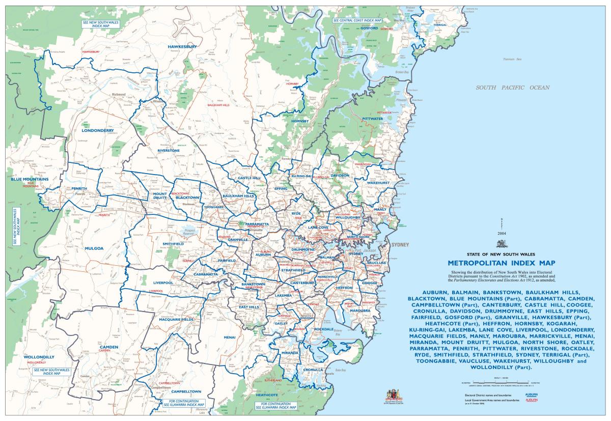 kaart van sydney grootstedelijk gebied
