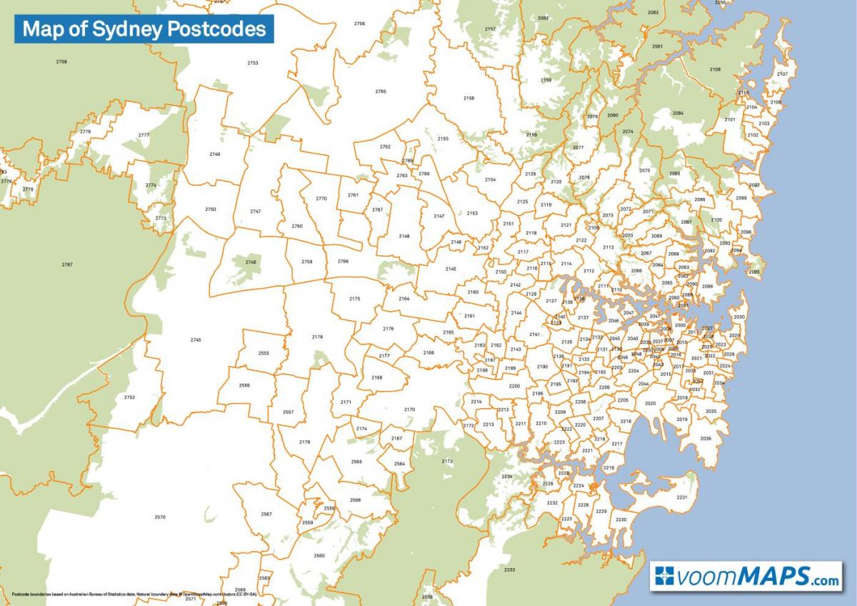 kaart van sydney postcodes