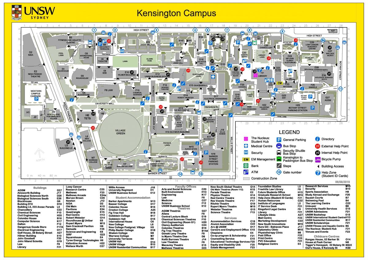 unsw kaart van de campus